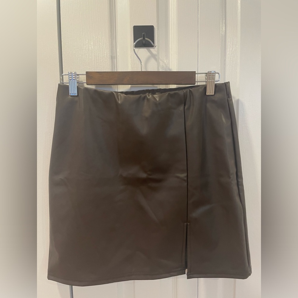 RD style brown leather mininskirt